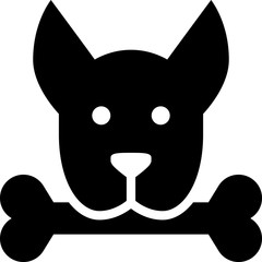 Dog With Bone In Mouth Vector Icon