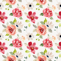 pretty flower watercolor seamless pattern