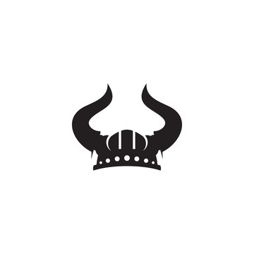Viking helmet icon logo design vector template