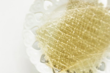 Food ingredient, multiple gelatin sheets on dish