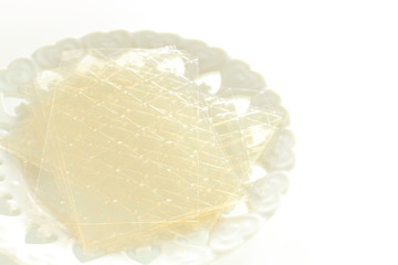 Food ingredient, multiple gelatin sheets on dish