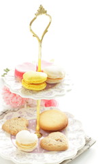 Heart shaped candy and cookie for afternoon tea image