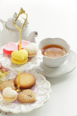 Heart shaped candy and cookie for afternoon tea image