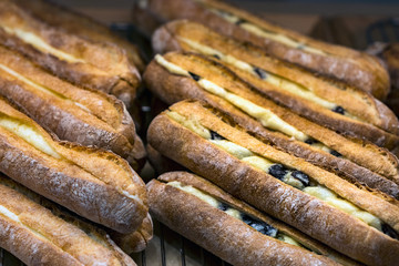 Japanese little baguettes filled with green tea cream.