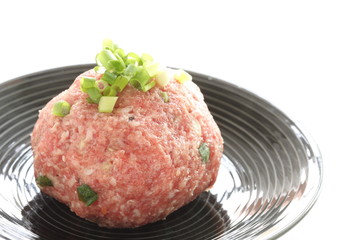 Mince pork and green onion for cooking image