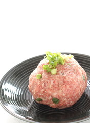 Mince pork and green onion for cooking image