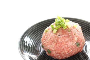 Mince pork and green onion for cooking image