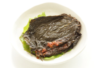 Korean food, Perilla seeds leaves marinated on rice