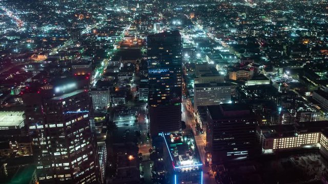 Los Angeles to Hollywood Hills Night Cityscape Time Lapse