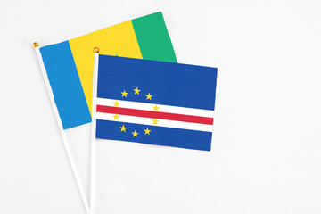 Cape Verde and Saint Vincent And The Grenadines stick flags on white background. High quality...
