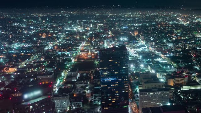 Los Angeles to Hollywood Hills Night Cityscape Time Lapse