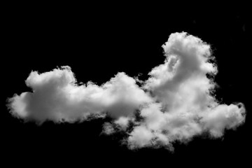 White cloud isolated on black background ,Textured smoke ,brush effect