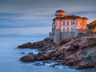 old castle in twilight in Livorno in Tuscany in Italy - obrazy, fototapety, plakaty