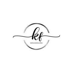 KF Initial handwriting logo with circle template vector.