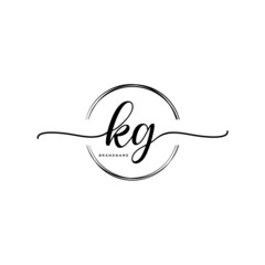 KG Initial handwriting logo with circle template vector.