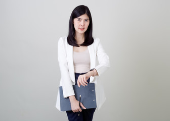 Fototapeta premium Young asian attractive cheerful businesswoman