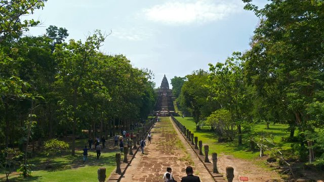 unidentified people visit Prasat Khao Phanom Rung Historical park in Buriram, Thailand