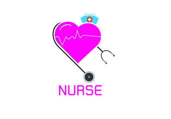 vector international nurse day vector label with stethoscope isolated on white background. vector nurses icon.Illustration EPS 10.
