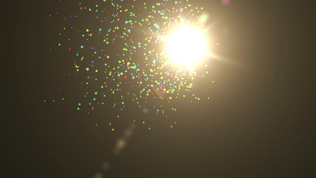 Perfectly seamless loop features glowing colorful particles that float across the screen with a dark.Motion graphic magic points beautiful on background.Sunlight flare ray floating sky footage video