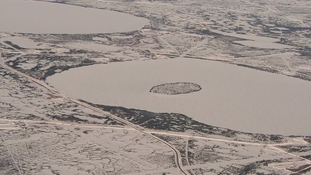Aerial view of Samotlor Field, the largest oil field of Russia and the sixth largest in the world, Nizhnevartovsk district, Khanty&ndash;Mansi Autonomous Okrug, Russia