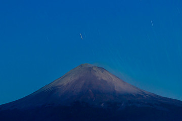 Popocateptl active volcanoactive volcano popocatepetl night of stars, night landscape, stars in the sky