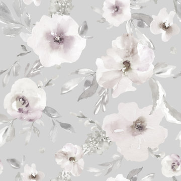 Modern Watercolor Floral Background. Cute Painted Floral 