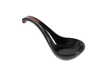 ceramic spoon for Japanese food isolated on white background, vintage Japanese spoon