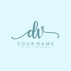 Obraz premium Handwriting D V DV initial logo template vector