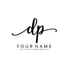 Handwriting D P DP initial logo template vector