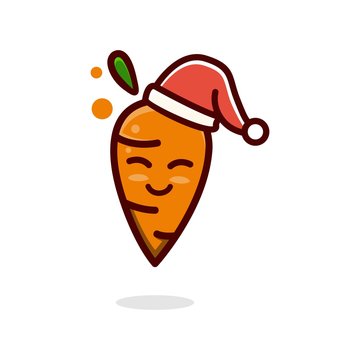 happy carrot with christmas hat cartoon design character