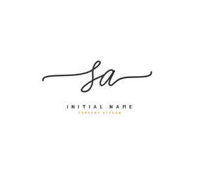 S A SA Beauty vector initial logo, handwriting logo of initial signature, wedding, fashion, jewerly, boutique, floral and botanical with creative template for any company or business.