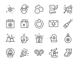 Fototapeta premium set of Christmas icons, winter, snowflake