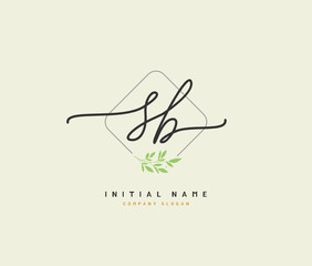 S B SB Beauty vector initial logo, handwriting logo of initial signature, wedding, fashion, jewerly, boutique, floral and botanical with creative template for any company or business.