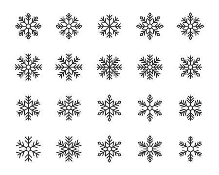 set of snow icons, snowflake, winter, christmas, ice, cold