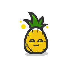 happy pineapple mascot character cartoon icon design