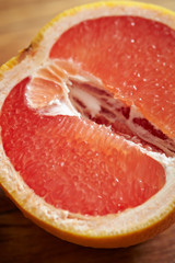 Pink grapefruit, cut in half