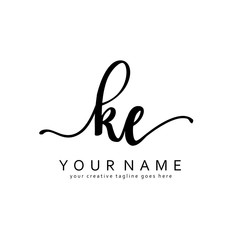 Handwriting K E KE initial logo template vector