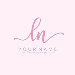 Handwriting L N LN initial logo template vector