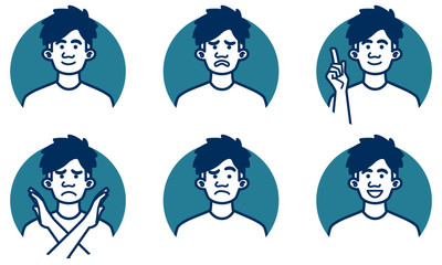 東南アジア系男性アイコン　セット