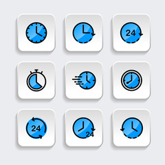 Set of Clock icon. Symbol of time with trendy filled line style icon for web, logo, app, UI design. isolated on white background. vector illustration eps 10