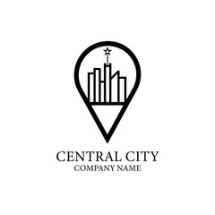 central city modern building design logo vector