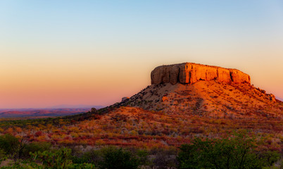 Coucher de soleil au Waterberg en Namibie