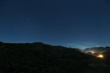 night sky over mountains