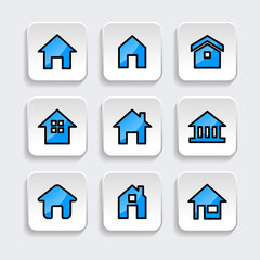 Set of home icon. symbol of house or building with trendy filled line style icon for web site design, logo, app, UI isolated on white background. Vector Illustration