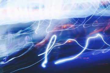 Creative photography with unusual pattern of dancing light or neon.