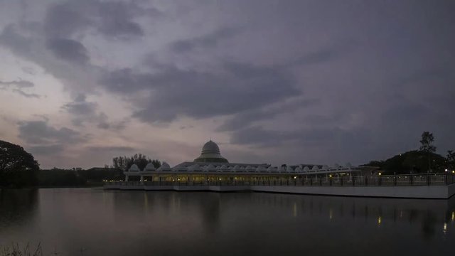 Time Lapse Of  Majestic Mosque Seri Iskandar,Malaysia During Sunset.4K.