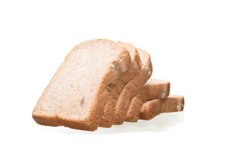Fresh homemade  baked whole grain bread and sliced bread isolated on white
