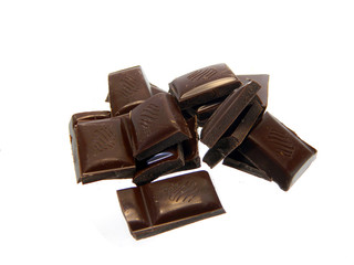 black chocolate isolated on white background
