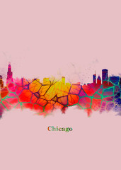Obraz premium Abstract colorful cityscape artwork. Colorful Chicago background