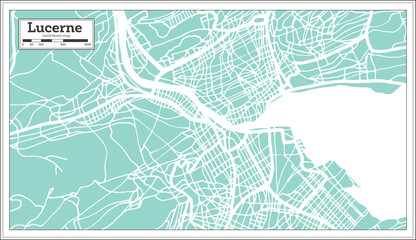 Lucerne Switzerland City Map in Retro Style. Outline Map.
